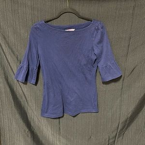 Lilly Pulitzer Blue top‎ w/flare sleeves / Size S / V-5